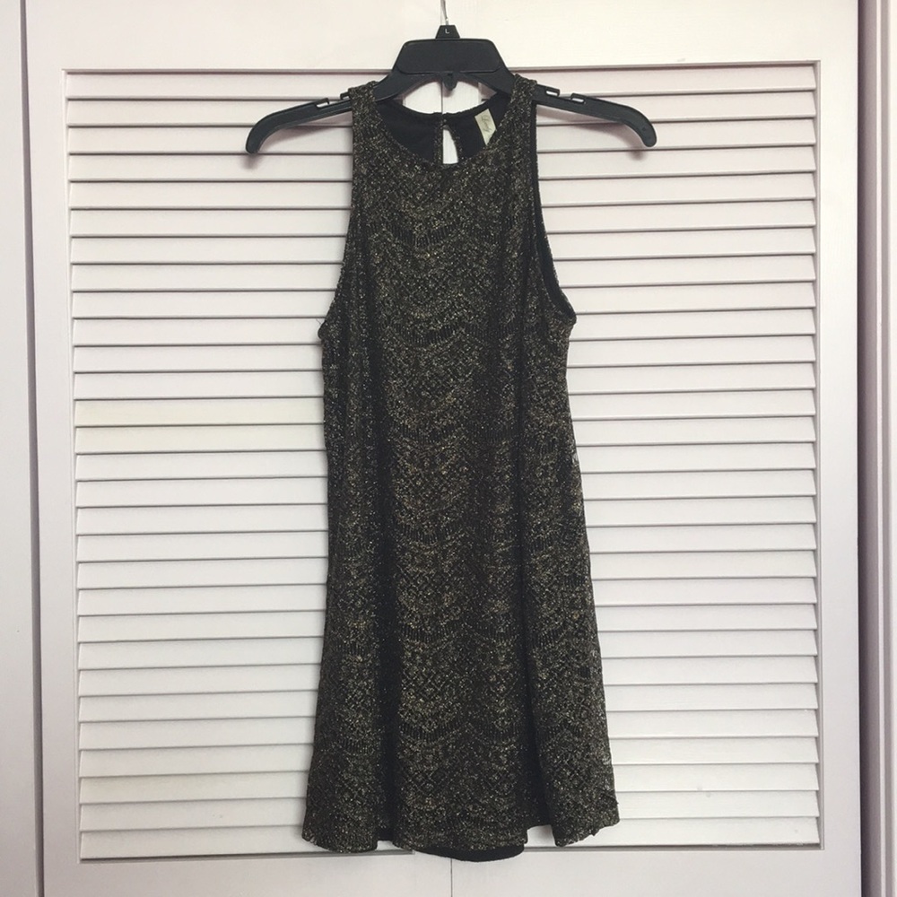 Black and Gold High Neck Dress